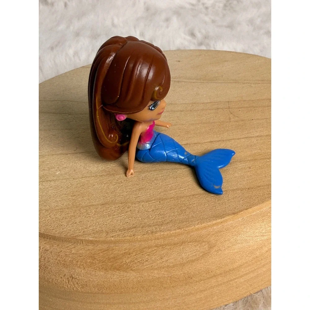 Splashings Miniature Mermaid Doll Brown Hair Blue Removable Tail Pink Top Toy